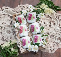 6 db Zsolnay pajzspecsétes rózsás szoknyás bögre - csésze egyben