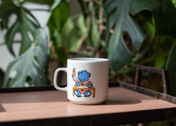 Lubiana lengyel retro porcelán gyermek bögre kék macival - mackó - rajzfilmfigura - gyerek csésze
