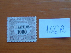 MAGYAR KIR. POSTA 1000 FILLÉR 1921 HIVATALOS háromszögű lyukasztással 166R