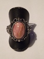 Antik ezüst gyűrű rodokrozit kővel
