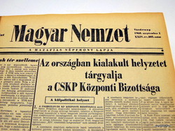 1968 szeptember 1  /  Magyar Nemzet  /  Régi ÚJSÁGOK KÉPREGÉNYEK MAGAZINOK Ssz.:  19580