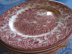 5 db  22 cm tányér pink szekeres angol