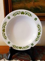 Retro Alföldi zöld magyaros mintás porcelán leveses tányér