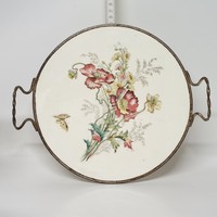 Art Nouveau, field flower pattern majolica serving tray (1898)