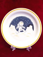 Ritka Zsolnay Űrhajós gyerek porcelán tányér