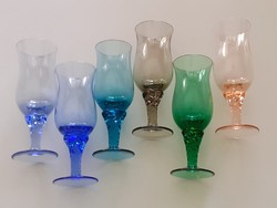 Retro színes üvegpohár röviditalos pohár 6 db