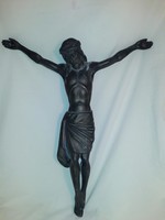 Large patinated tin corpus marked with crucifix Jesus statue