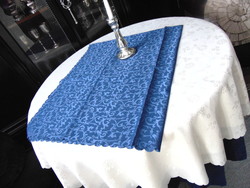 Dreamy elegant medium blue silk tablecloth 130 x 156 cm rectangle