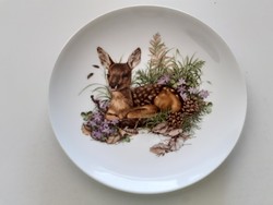 Régi őzikés porcelán tányér dísztányér