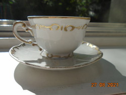 Gundel zsolnay baroque embossed handmade gold patterned coffee cup with saucer