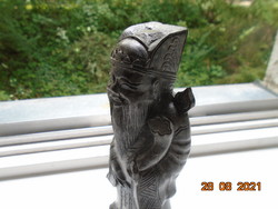 Chinese wise hand-carved polished iron statue with the symbol of luck and wealth 19 cm