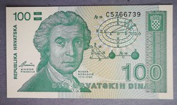 Horvátország 100 Dinara 1991 UNC