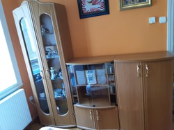 Furniture for a small apartment - cherry color 3-part, showcase, hifi, tv holder, chest of drawers, storage cabinet line.