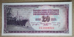 Jugoszlávia 20 Dinara 1974 Unc
