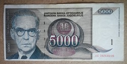 Jugoszlávia 5000 Dinara 1992 F