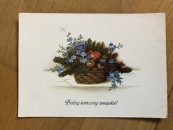 Aranyos Karácsonyi Üdvözlő képeslap - Hatvany Józsefné grafika