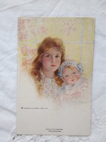Antik Reinthal N.Y. művészlap/üdvözlőlap/képeslap, Anya gyermekével, 'Barackvirágzás'