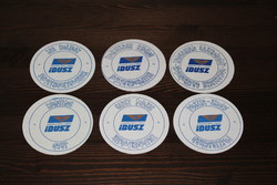 Retro söralátét/poháralátét műanyag tartóban IBUSZ logóval és karikatúrával