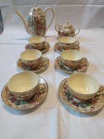 Zsolnay hand-painted floral coffee set for 6 people