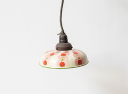Vintage zománcos paraszt lámpa - fém lámpabúra - tulipános mintával