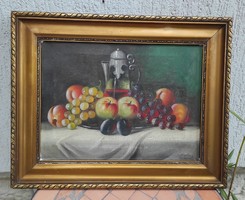 Oil on canvas painting still life with fruit, marked.S.Dallos