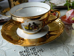 Wunsiedel gilded, sceneful mocha set, cup small plate