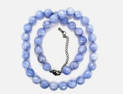 Wonderful blue agate gemstone necklace + bracelet set! New