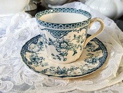 Antique faience adderley spring chocolate cup + saucer