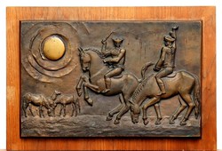 Joseph Homokay: foals, bronze relief