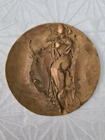 Absztrakt akt bronz plakett 9,5 cm RE jelzéssel