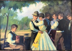 Parobek Alajos (1896-1947) Táncolók c. 60x80 cm olajfestménye
