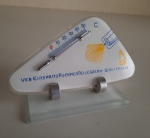 Retro reklám asztali üveg hőmérő (NDK)