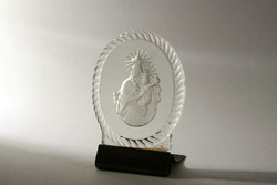 Csiszolt Üvegkép Mária a Gyermek Jézussal 6,5x4,5cm Üvegdísz