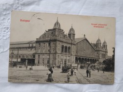 Antik képeslap/fotólap Budapest Nyugat pályaudvar, járókelők, lovaskocsi 1909