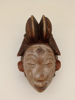 Afrika afrikai antik maszk patinás fa maszk Punu népcsoport Gabon dob 5