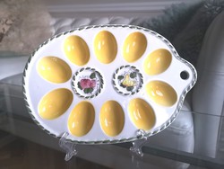 Kézzel festett tojástartó kerámia tál, tojás szervírozó 25 x16 cm