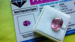 7.15 Carat Ceylon padparadscha with pink sapphire gemstone certificate