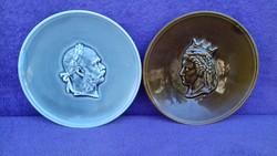 Pair of Franciscan Joseph-sissy portrait with majolica plate