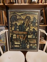 Hincz Gyula szignós, vákuummal restaurált festmény, olaj, vászon, 50x70 cm+keret