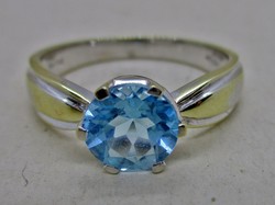 Nagyon szép régi 18kt arany gyűrű valódi kék topáz kővel