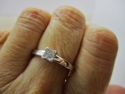 Szép art deco fehérarany gyűrű 0.24ct  princess gyémánt  kővel