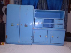 Antique toy baby furniture, baby room wardrobe - large size - 59 cm high