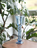 Retro kék üvegváza - Karcag, Berekfürdő - mid century modern design váza