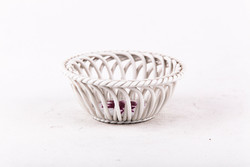 Herend, apponyi raspberry patterned porcelain wicker basket, flawless! (P137)