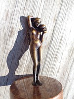 Female nude with jug, bronze statue on marble base