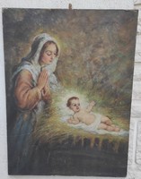 Gyönyörű Antik festmény Mària kis Jézus, Bihari Emma ?