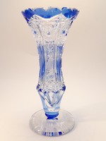 Talpas kék kristály váza 15 cm magas
