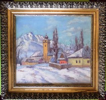 Géza Kádár: Transylvanian village in winter