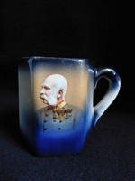 Antique majolica mug with portrait of Emperor Francis Joseph