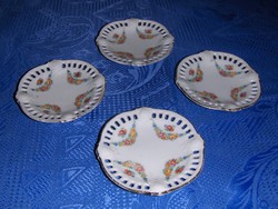 Antik áttört szélű porcelán pici tányér készlet 8,5 cm (22/d)